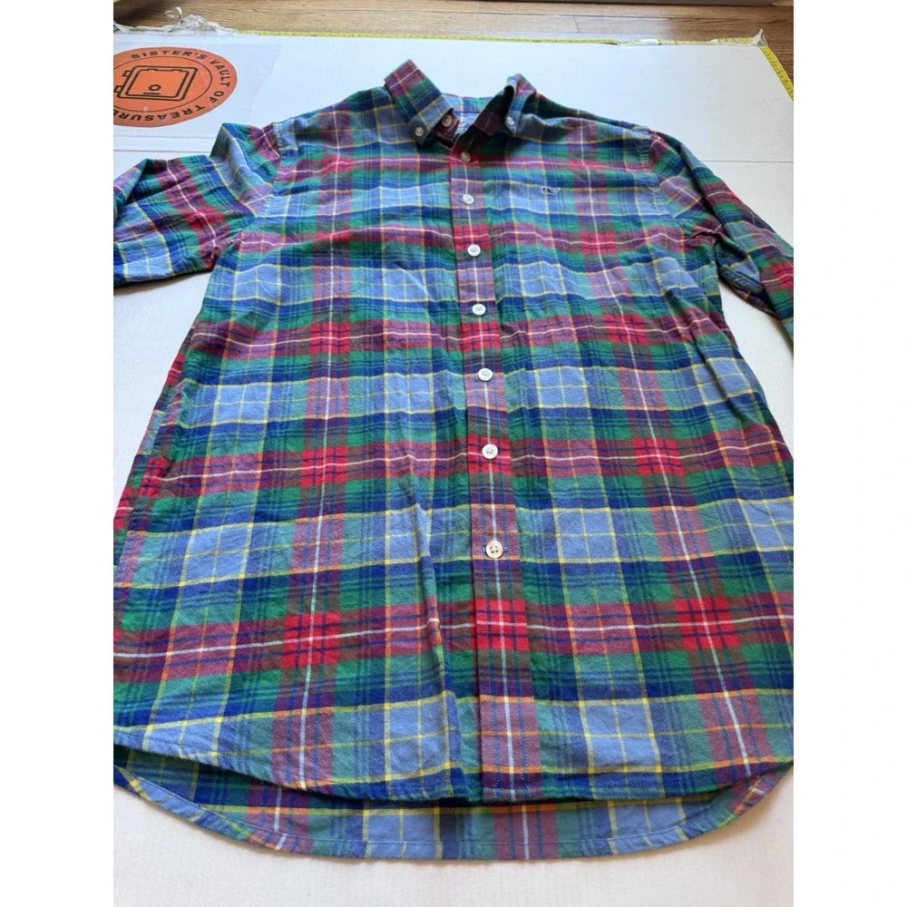 Boy's/Kid's‎ Vineyard Vines Long Sleeve Plaid Button Down Shirt Size Xl (18)